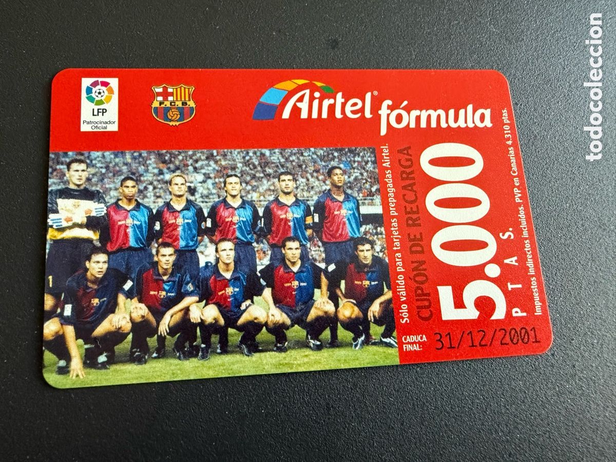 Figurine di Calcio: Tarjeta telef&oacute;nica. AIRTEL. FC BARCELONA. 5000 Pst