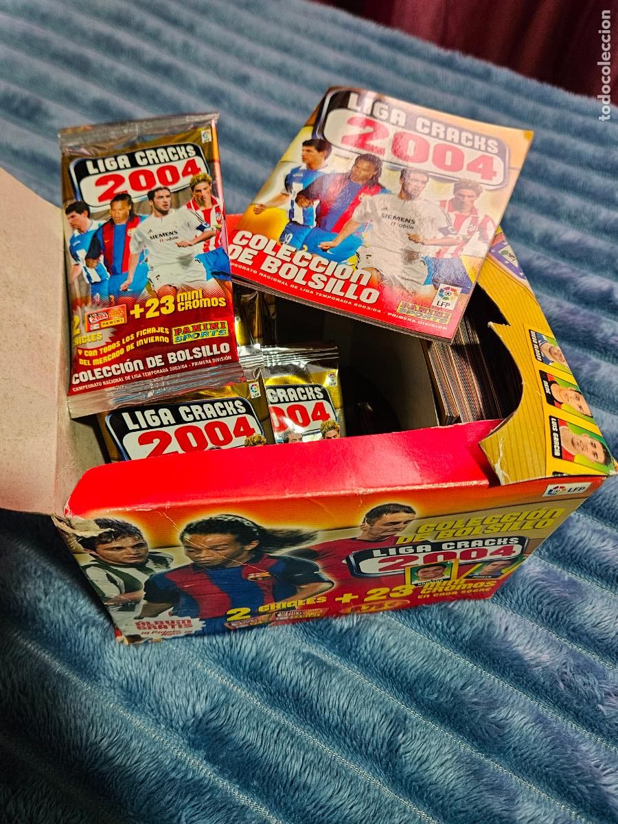 Cromos de F&uacute;tbol: CAJA SOBRES SIN ABRIR LIGA CHICLES CRACKS 2004 INCLUYE 12 SOBRES + 9 ALBUNES