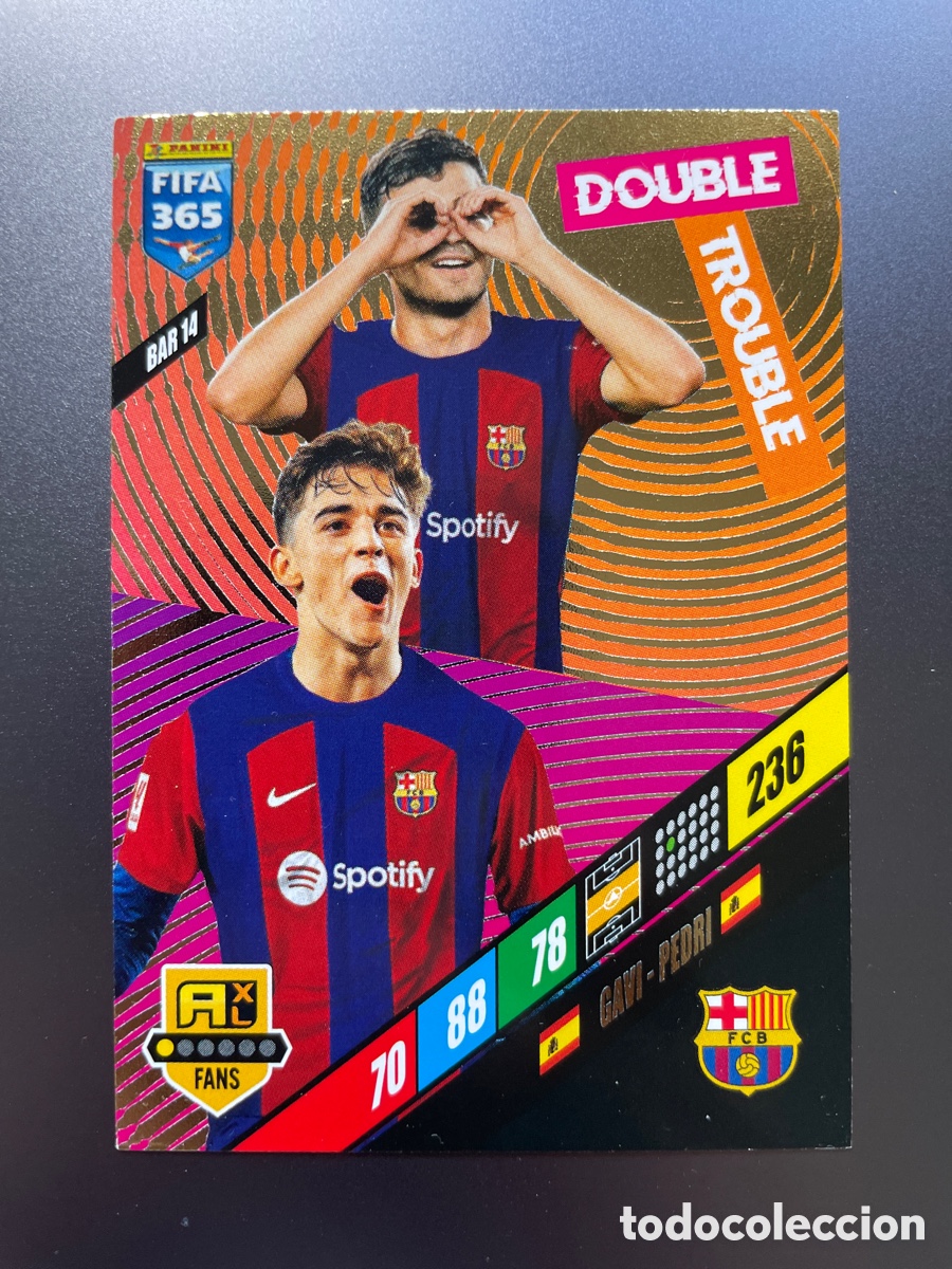 Cromos de F&uacute;tbol: Gavi - Pedri BAR 14 Double Trouble Panini Adrenalyn FIFA 365 2023-24 FC Barcelona