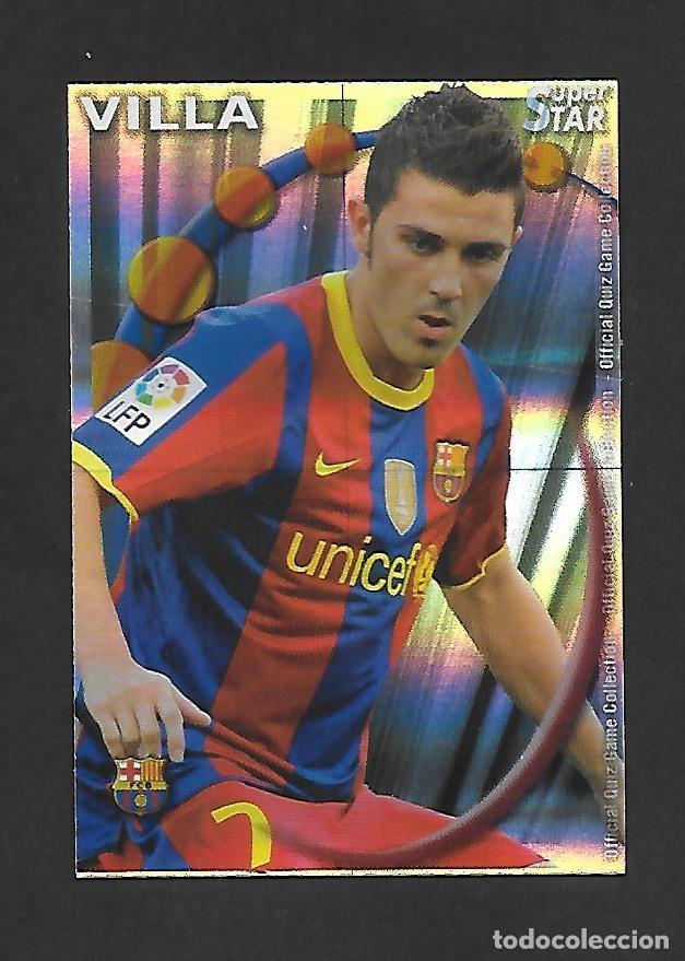 Cromos de F&uacute;tbol: 27 VILLA (F.C BARCELONA) SUPERSTAR BRILLO RAYAS , MUNDICROMO QUIZ GAME LIGA 2010 2011