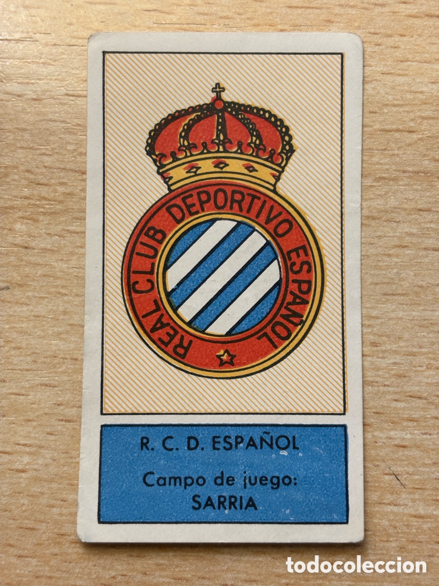 Cromos de F&uacute;tbol: Escudo RCD Espa&ntilde;ol Gr&aacute;ficas Bachende liga 1957 1958