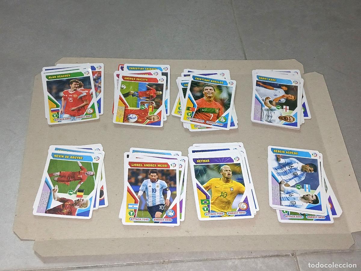 Cromos de F&uacute;tbol: Lote Mundial 2018. Cromos chinos, 69 tarjetas diferentes (Messi, Cristiano, Neymar, Kross)