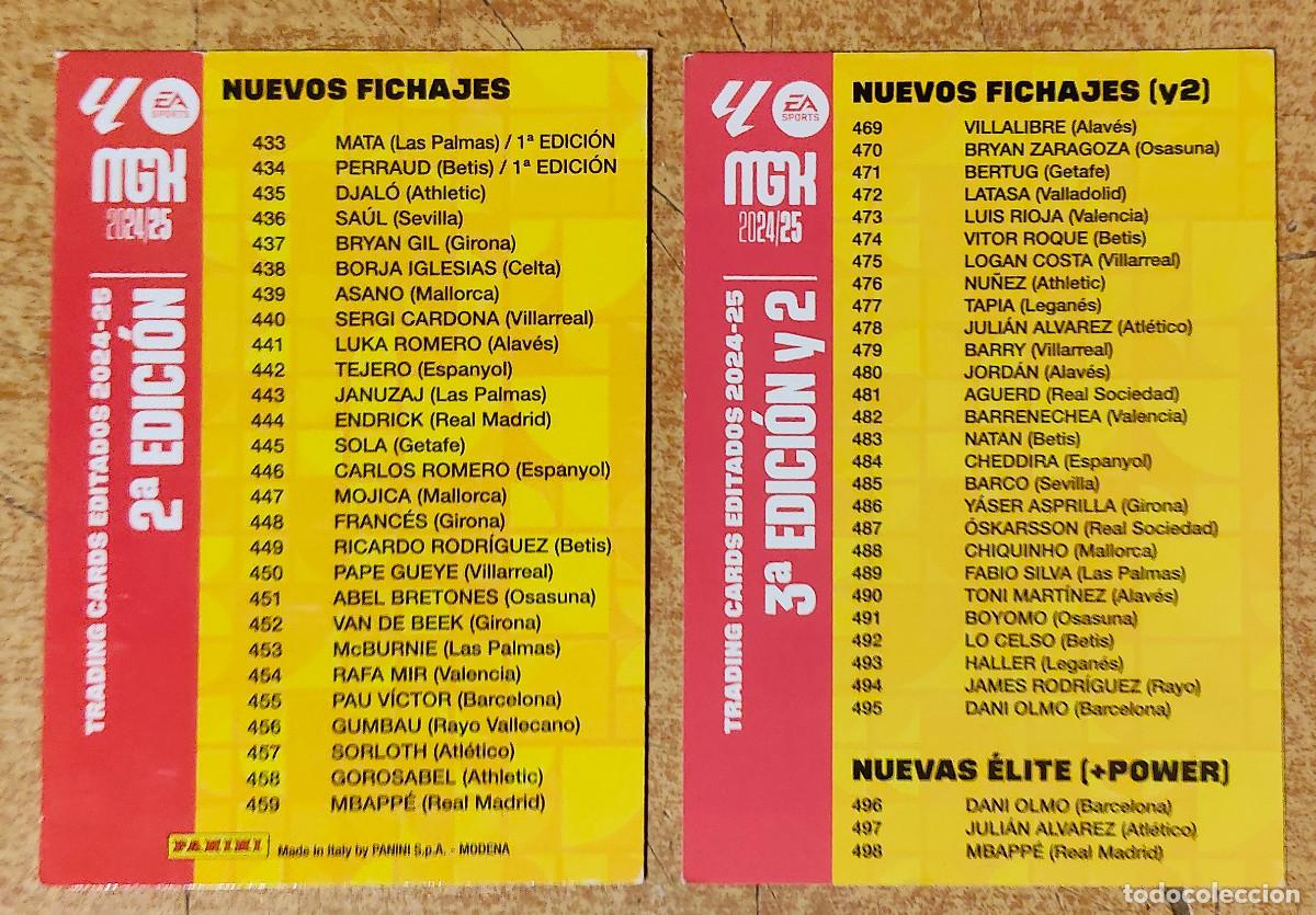 Football Stickers: CHECKLIST 2A EDICI&Oacute;N MGK 24 25 - 2 unidades