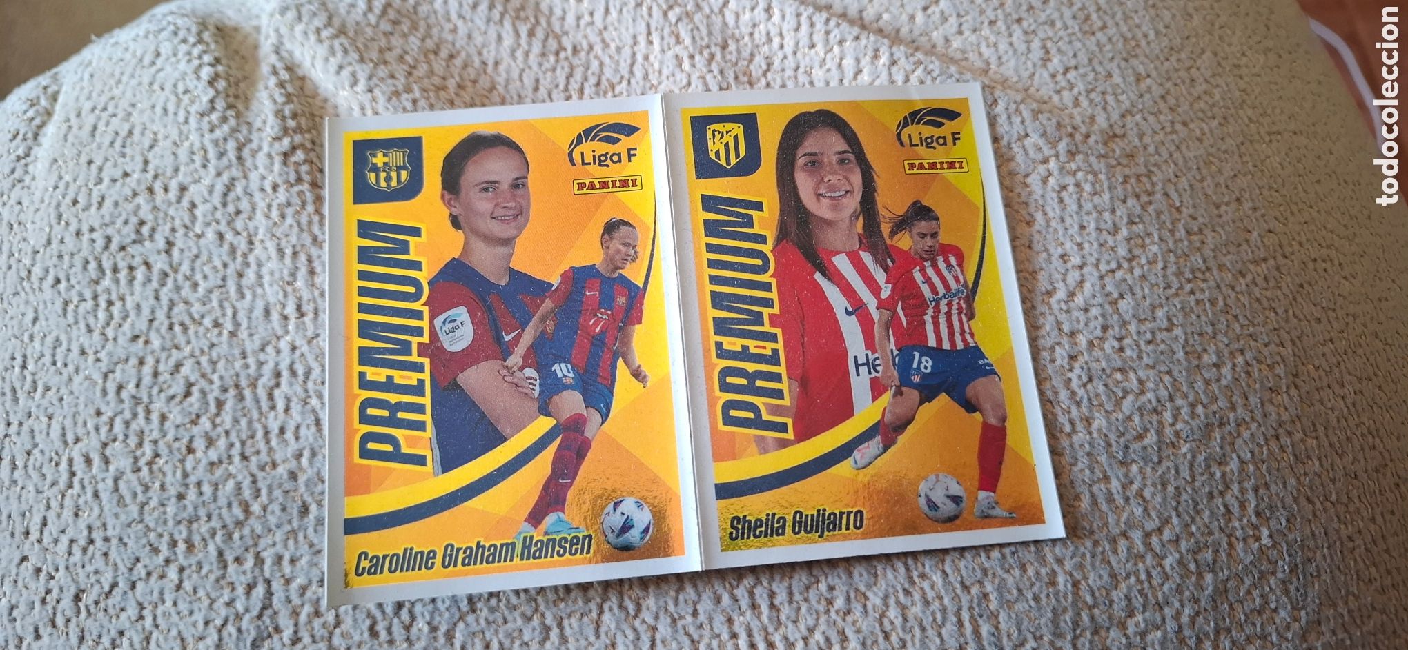 Cromos de F&uacute;tbol: 2 CROMOS PREMIUM LIMITADA CAROLINE GRAHAM HANSEN BAR&Ccedil;A SHEILA GUIJARRO ATL&Eacute;TICO - LIGA F 2024 23 24