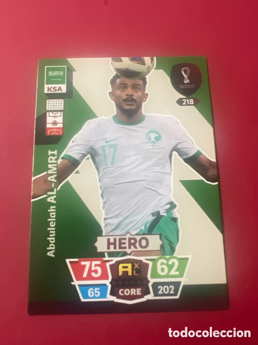 Cromos de f&uacute;tbol: C1346. N&deg; 218 Abdulelah Al-Amri - Arabia Saudi - Hero - Adrenalyn XL Qatar 2022 - Panini 22