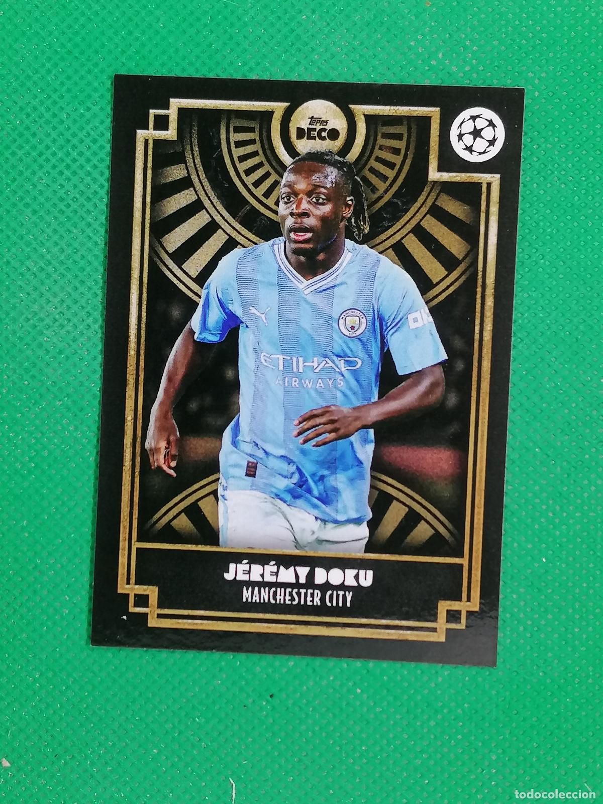 Fu&szlig;ball-Sticker: JEREMY DOKU MANCHESTER CITY ⚽ TOPPS DECO UCC 2023 2024 23 24 ⚽