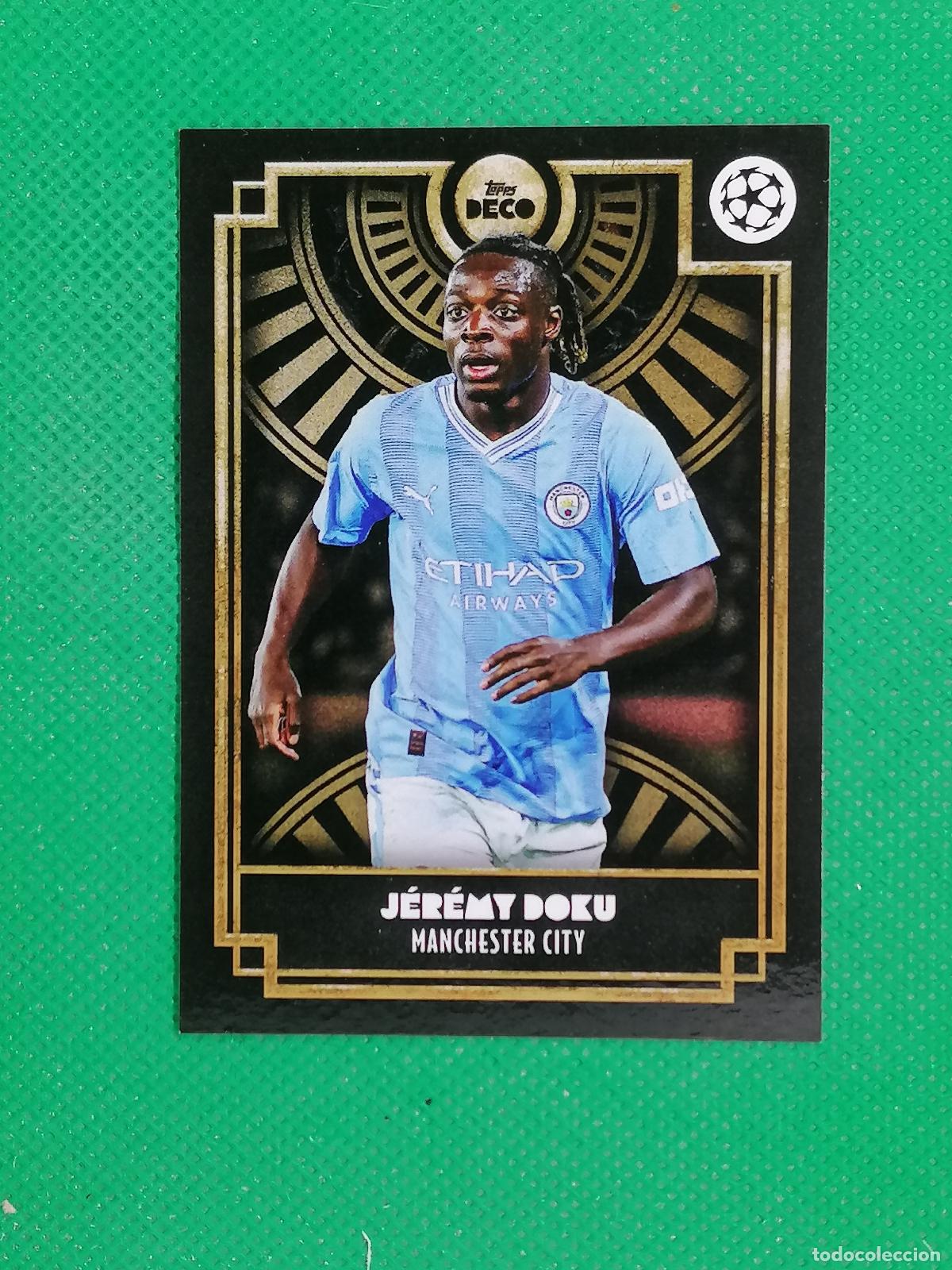 Fu&szlig;ball-Sticker: JEREMY DOKU MANCHESTER CITY ⚽ TOPPS DECO UCC 2023 2024 23 24 ⚽