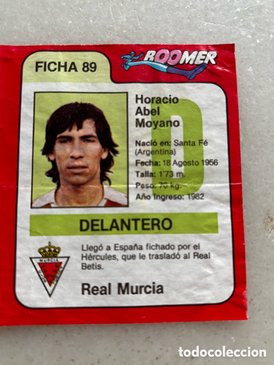 Cartes &agrave; collectionner de Football: Cromo Ficha 89 f&uacute;tbol, Horacio Abel, Moyano chicles Boomer