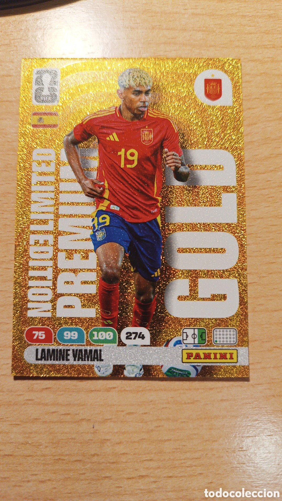 Cartes &agrave; collectionner de Football: LAMINE YAMAL LIMITED EDITION PREMIUM GOLD SPAIN ESPA&Ntilde;A FIFA WORLD CUP ADRENALYN 2026 MUNDIAL