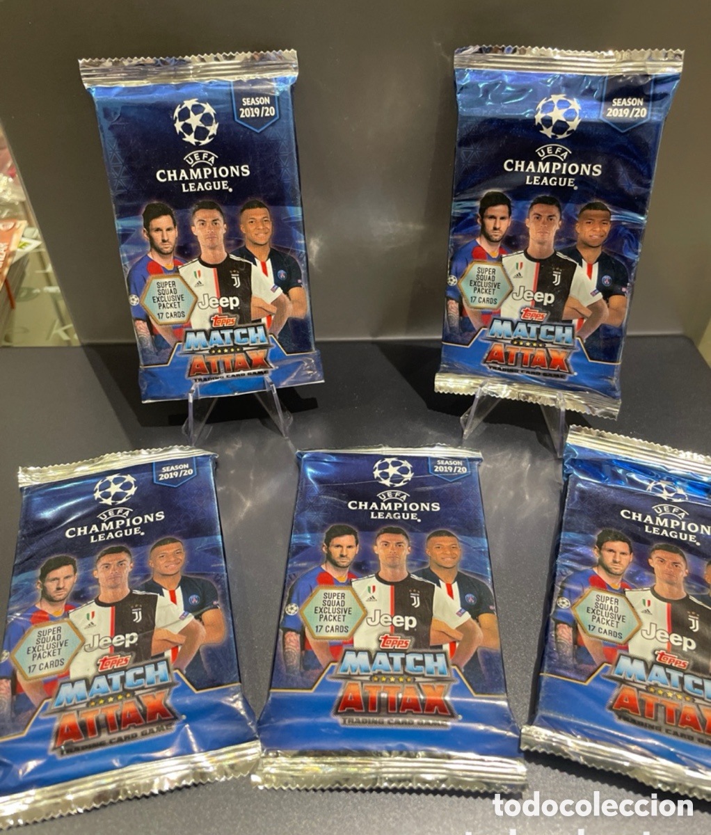 Fu&szlig;ball-Sticker: Lote 5 Sobres 17 cards exclusivo Super Squad Match Attax 2019-20 Topps