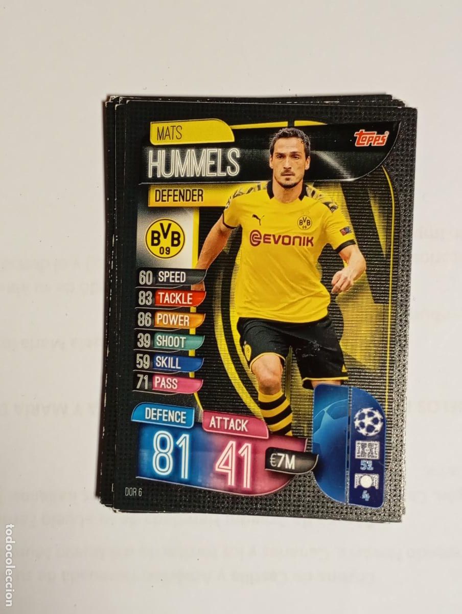 Fu&szlig;ball-Sticker: CROMO TARJETA UEFA CHAMPIONS LEAGUE TOPPS. BORUSSIA DORTMUND. HUMMELS. TDKP26B
