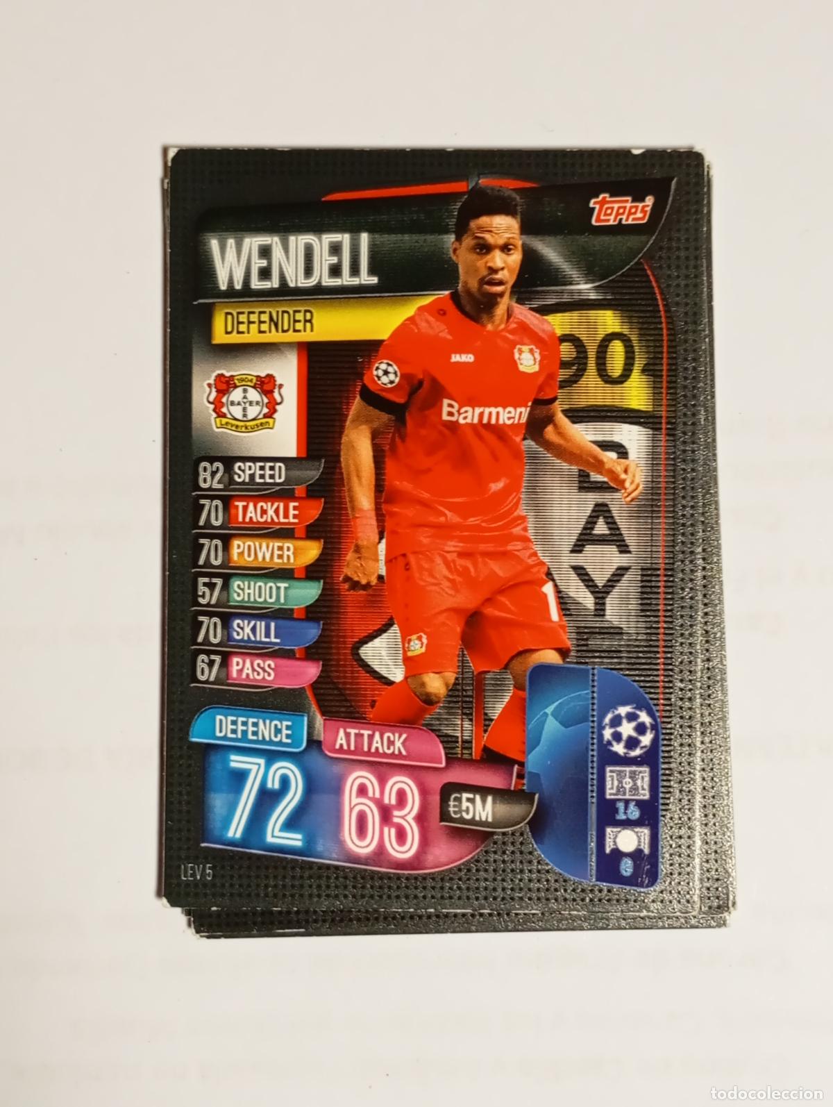 Fu&szlig;ball-Sticker: CROMO TARJETA UEFA CHAMPIONS LEAGUE TOPPS. BAYER LEVERKUSEN. WENDELL. TDKP26B