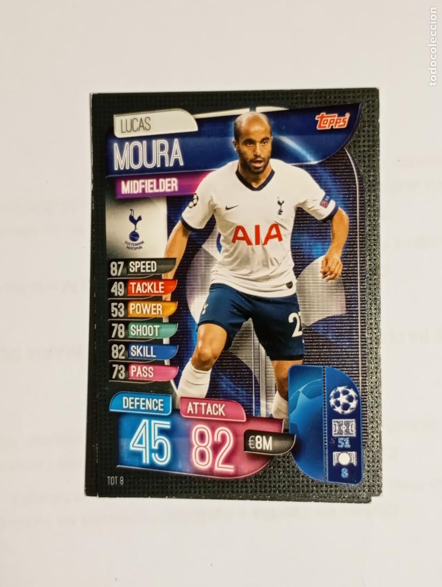 Cromos de F&uacute;tbol: CROMO TARJETA UEFA CHAMPIONS LEAGUE TOPPS. TOTTENHAM. LUCAS MOURA. TDKP26B