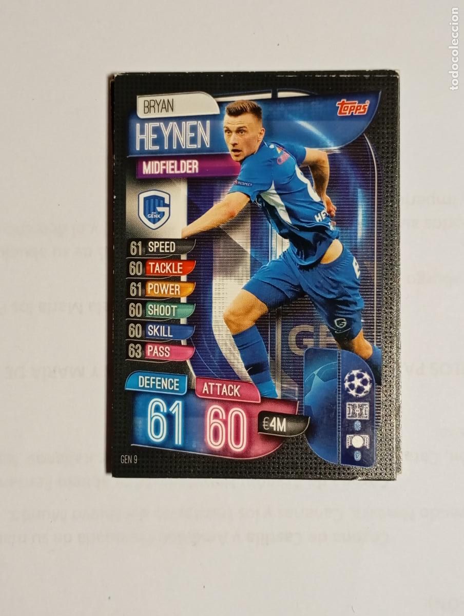 Cromos de F&uacute;tbol: CROMO TARJETA UEFA CHAMPIONS LEAGUE TOPPS. GENK. HEYNEN. TDKP26B