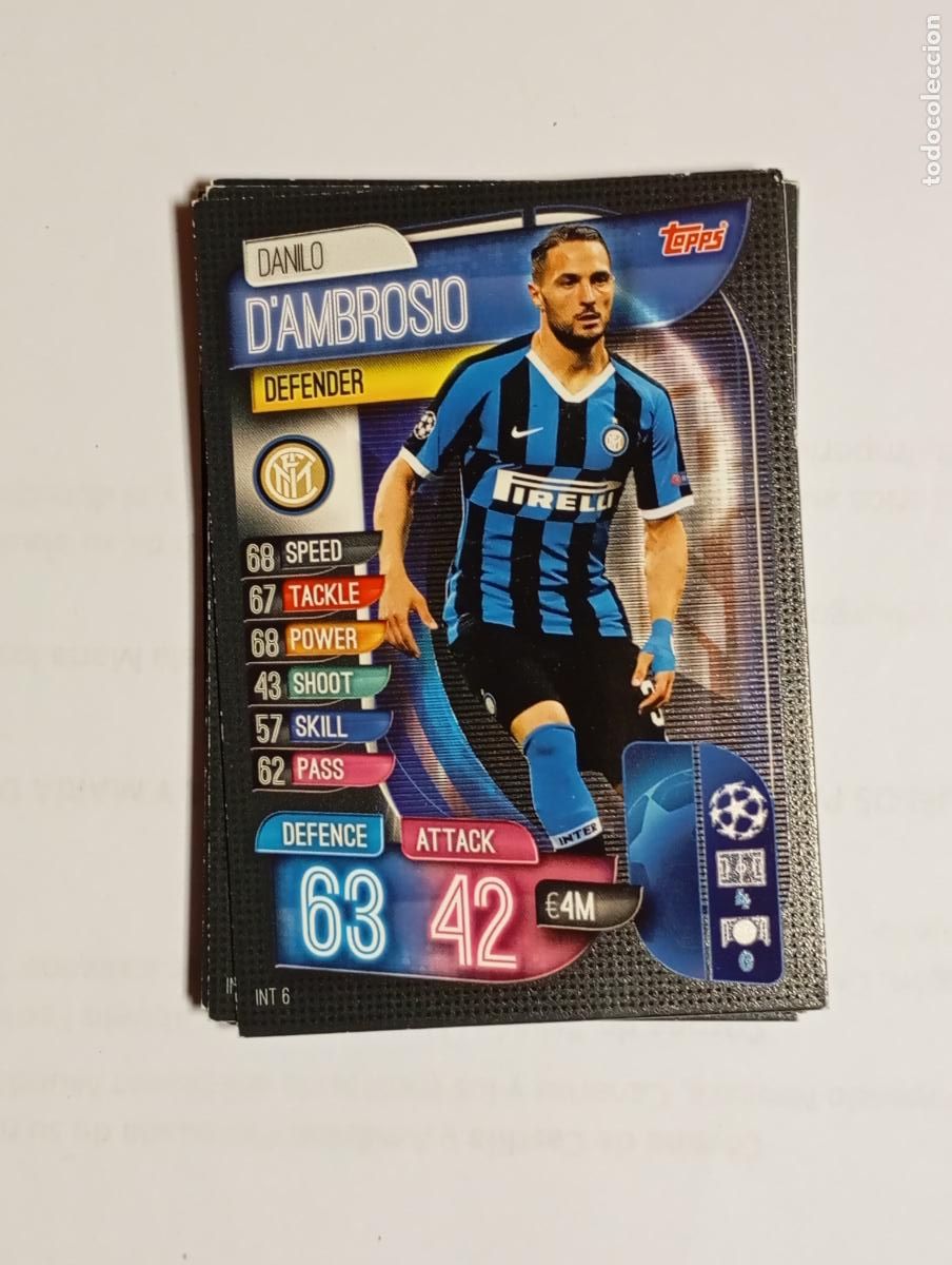 Cromos de F&uacute;tbol: CROMO TARJETA UEFA CHAMPIONS LEAGUE TOPPS. INTER DE MIL&Aacute;N. D'AMBROSIO. TDKP26B