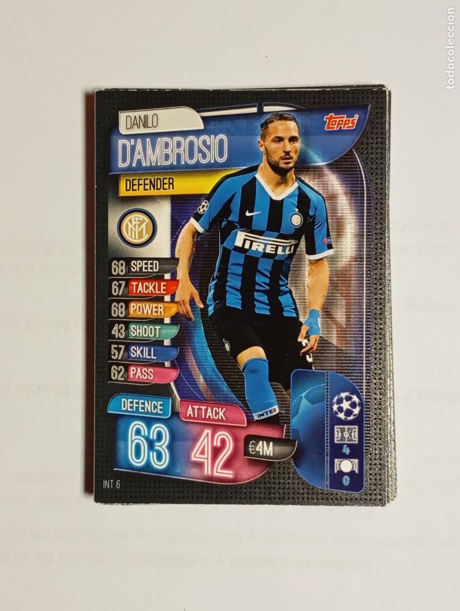 Cromos de F&uacute;tbol: CROMO TARJETA UEFA CHAMPIONS LEAGUE TOPPS. INTER DE MIL&Aacute;N. D'AMBROSIO. TDKP26B