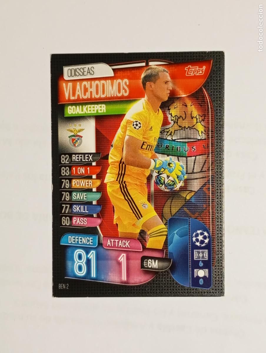 Cromos de F&uacute;tbol: CROMO TARJETA UEFA CHAMPIONS LEAGUE TOPPS. BENFICA. VLACHODIMOS. TDKP26B