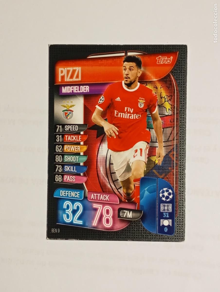Cromos de F&uacute;tbol: CROMO TARJETA UEFA CHAMPIONS LEAGUE TOPPS. BENFICA. PIZZI. TDKP26B