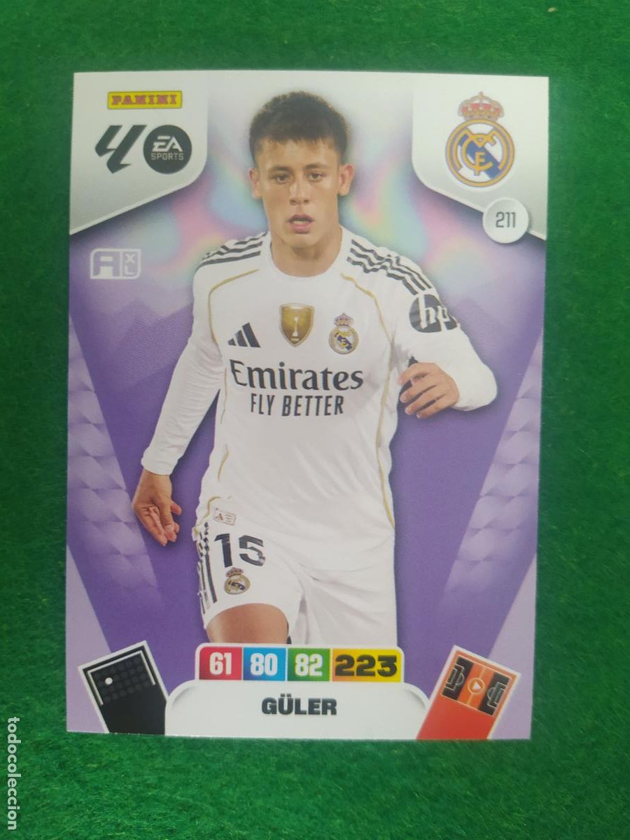 Cromos de F&uacute;tbol: adrenalyn xl 2025 2026 codigo sin activar real madrid n&ordm; 211 arda g&uuml;ler