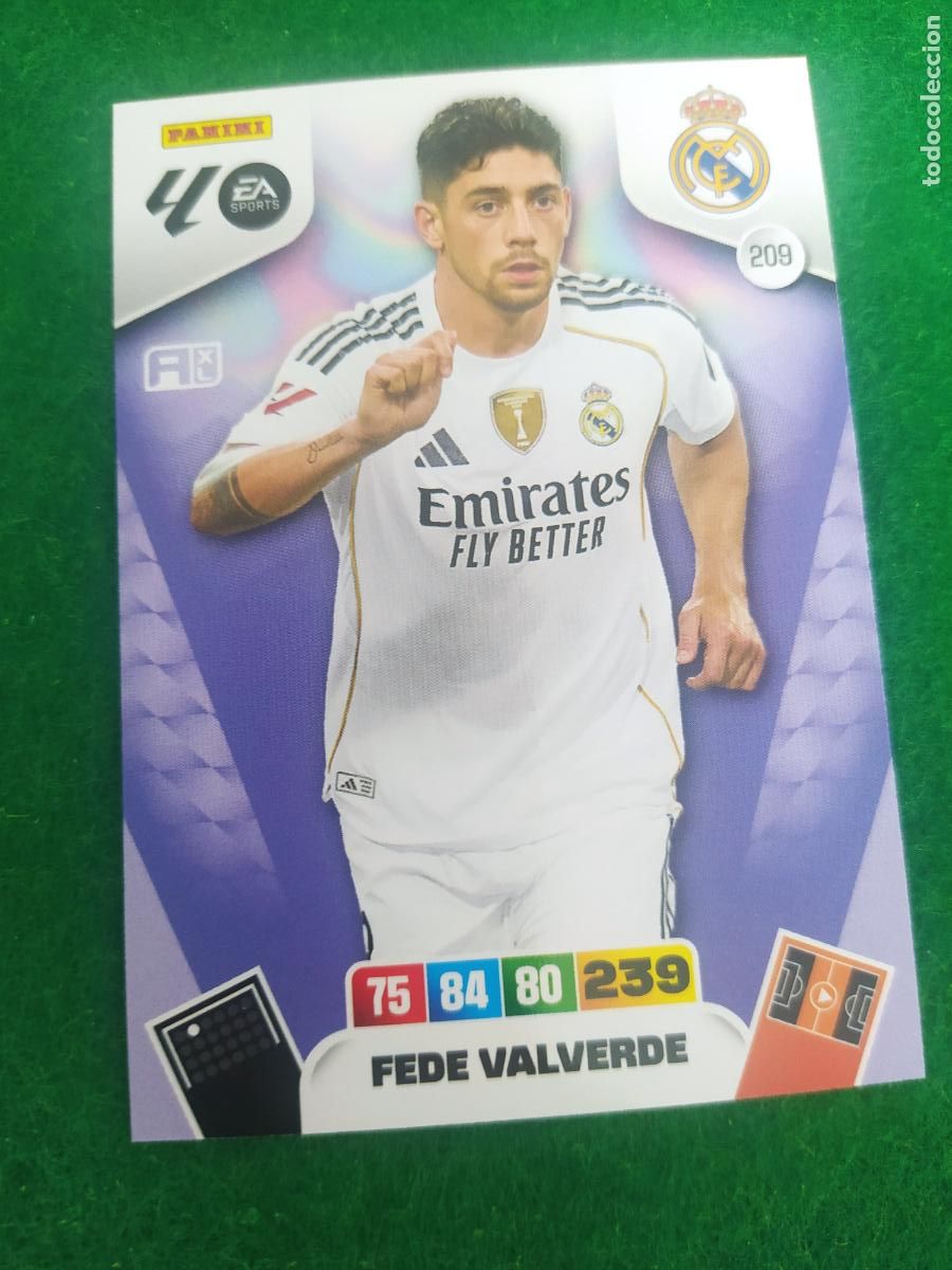 Cromos de F&uacute;tbol: adrenalyn xl 2025 2026 codigo sin activar real madrid n&ordm; 209 fede valverde