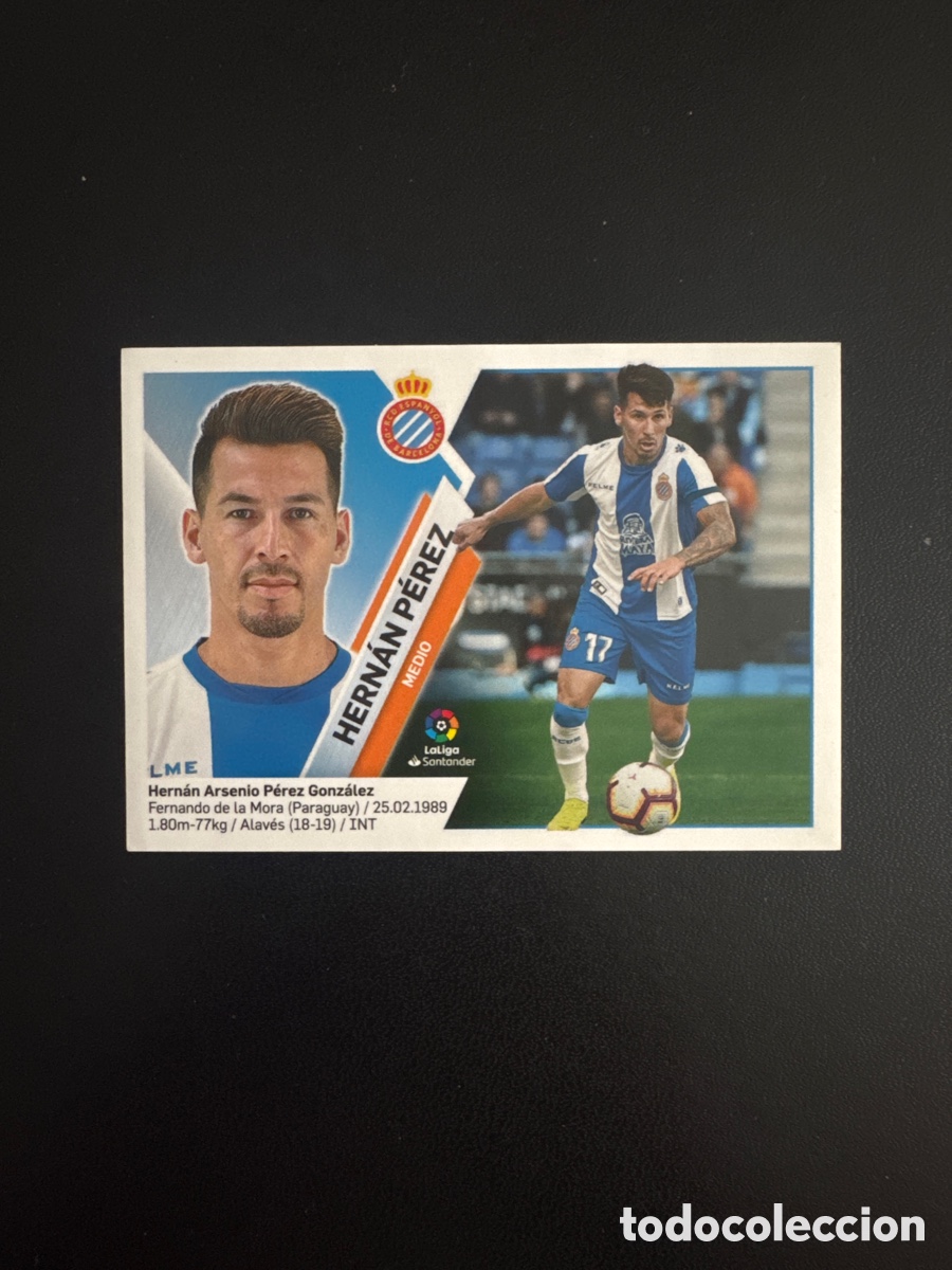 Fu&szlig;ball-Sticker: HERNAN P&Eacute;REZ ESPA&Ntilde;OL N&Uacute;MERO 12 LIGA ESTE 2019 2020