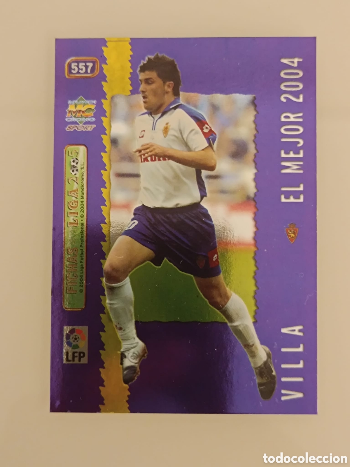 Fu&szlig;ball-Sticker: 557 VILLA (REAL ZARAGOZA) EL MEJOR 2004 / METALCARD AZUL , MUNDICROMO FICHAS DE LA LIGA 2004 2005
