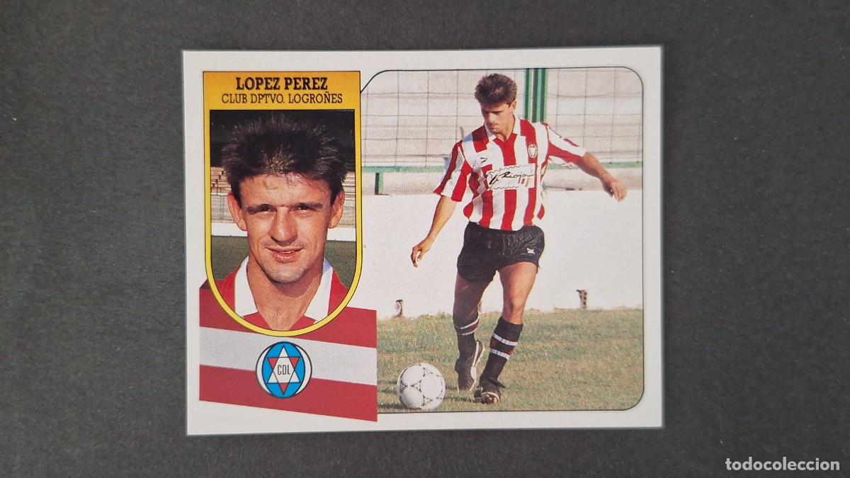 Fu&szlig;ball-Sticker: L3 LOPEZ PEREZ C. D. LOGRO&Ntilde;ES ADHESIVO LIGA ESTE 1991 1992 91 92 NUNCA PEGADO SIN PEGAR