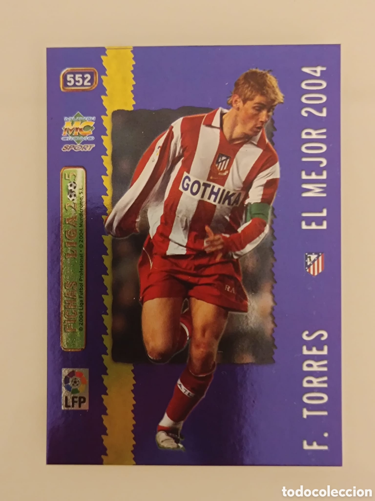 Fu&szlig;ball-Sticker: 552 FERNANDO TORRES (AT. MADRID) EL MEJOR 2004 / METALCARD AZUL , MUNDICROMO FICHAS LIGA 2004 2005