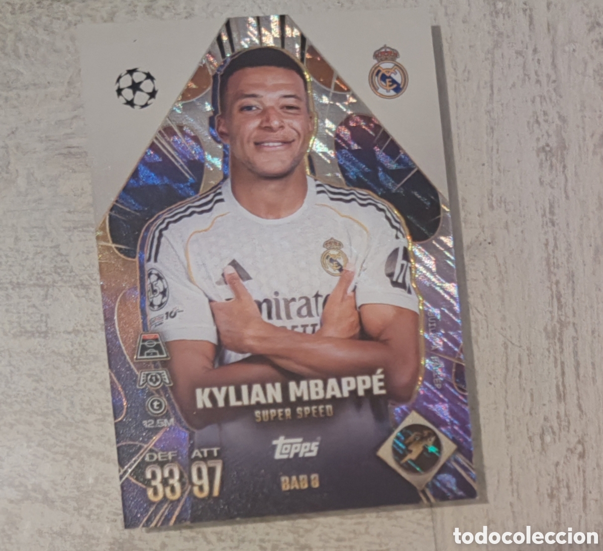 Cromos de F&uacute;tbol: Match attax 25 26 extra BAB 8 Real Madrid Mbappe super speed