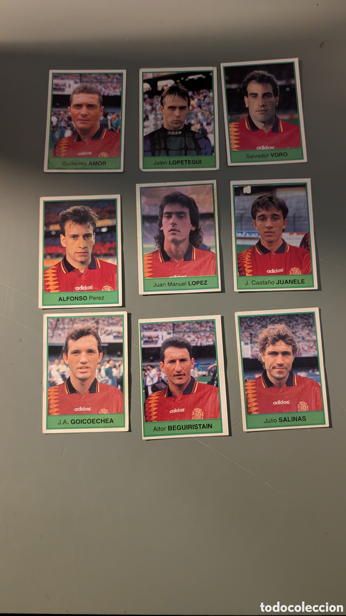 Cromos de F&uacute;tbol: LOTE 9 CROMOS DIFERENTES ESPA&Ntilde;A MUNDIAL USA 1994 94 BOLLYCAO NUNCA PEGADOS