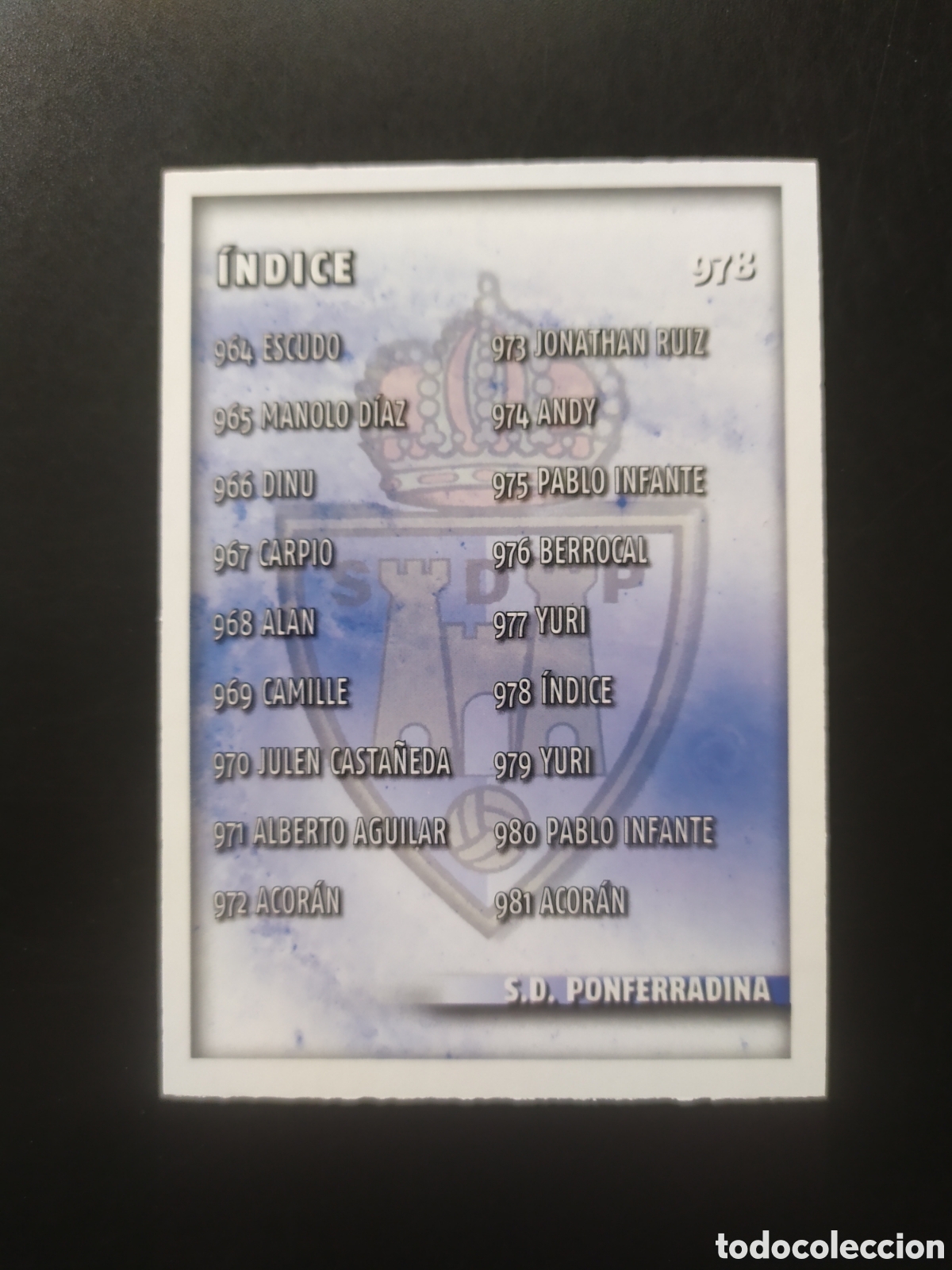 Fu&szlig;ball-Sticker: Mundicromo fichas Liga 2014 2015 14 15 indice n&deg; 978 Ponferradina