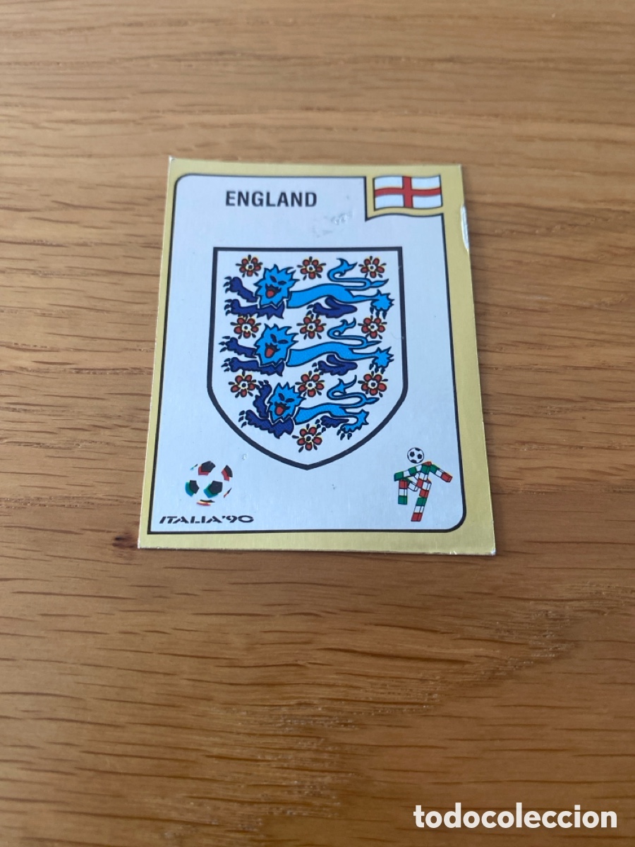 Cromos de Futebol: Cromo panini mundial Italia 90 n&uacute;mero 382 escudo Inglaterra - Stickers album world cup Italy 1990