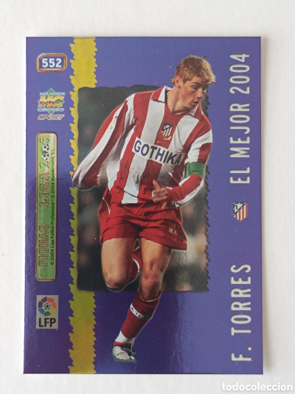 Cromos de F&uacute;tbol: 552 FERNANDO TORRES (AT. MADRID) EL MEJOR 2004 / METALCARD AZUL , MUNDICROMO FICHAS LIGA 2004 2005
