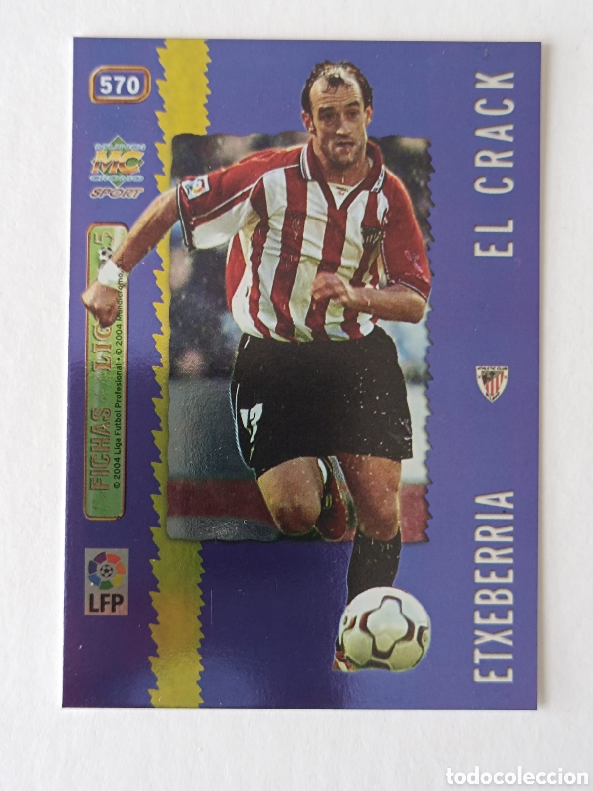 Fu&szlig;ball-Sticker: 570 ETXEBERRIA (ATHLETIC CLUB BILBAO) EL MEJOR / METALCARD AZUL ,MUNDICROMO FICHAS LIGA 2004 2005
