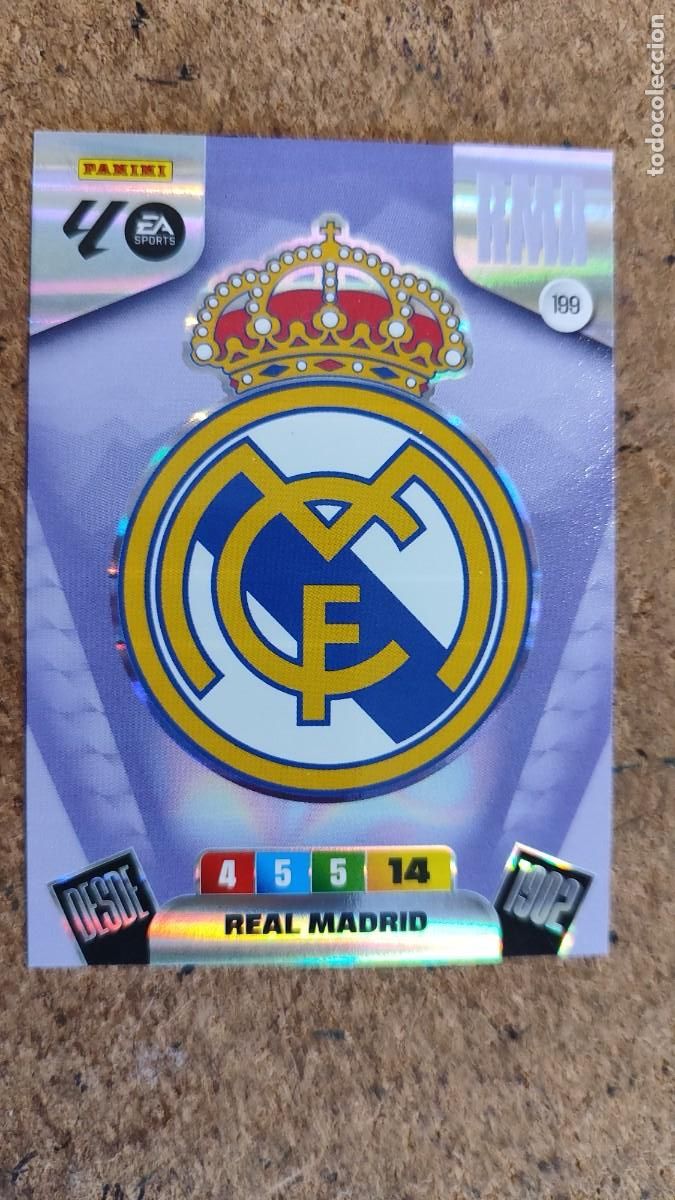Cromos de F&uacute;tbol: ADRENALYN XL LA LIGA 25/26 CARD ESCUDO REAL MADRID # 199 PANINI