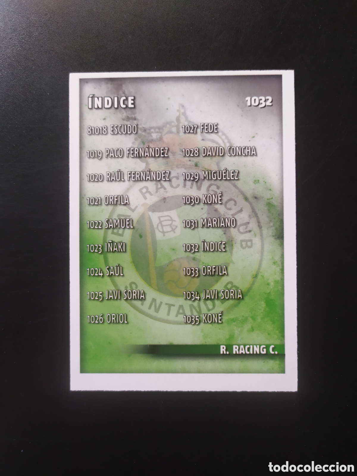 Cromos de F&uacute;tbol: Mundicromo fichas Liga 2014 2015 14 15 indice n&deg; 1032 Racing Santander
