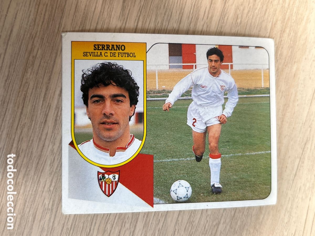 Fu&szlig;ball-Sticker: SERRANO SEVILLA CART&Oacute;N LIGA ESTE 1991 1992 91 92 NUNCA PEGADO SIN PEGAR