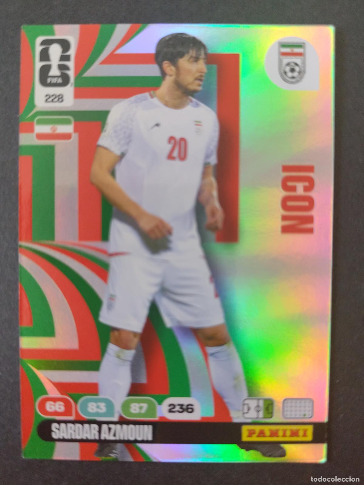 Cromos de F&uacute;tbol: 228 SARDAR AZMOUN ICON IR&Aacute;N ADRENALYN MUNDIAL FIFA WORLD CUP 2026 PANINI
