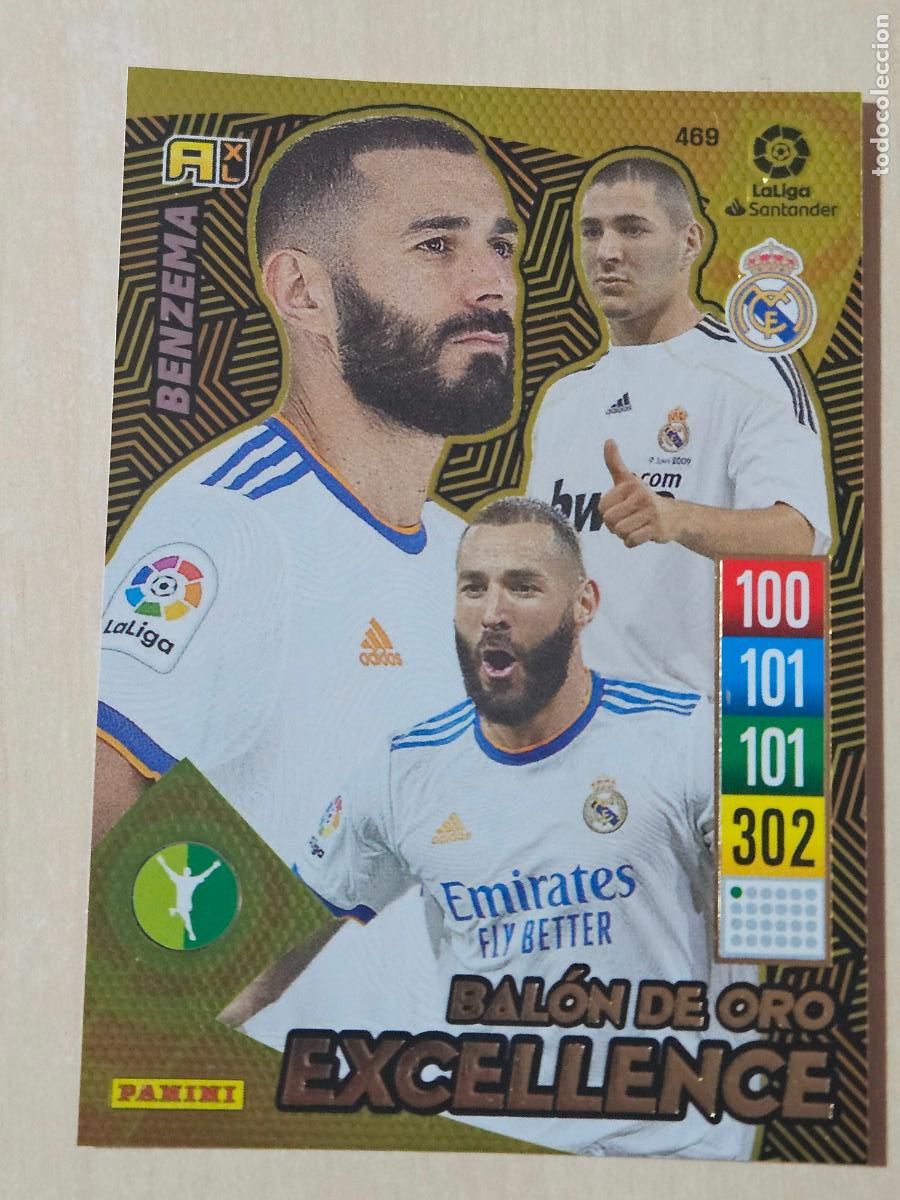 Cromos de F&uacute;tbol: FICHA N&ordm; 469 BENZEMA - ADRENALYN 21 22 - PANINI 2021 - 22 - CROMO - BALON DE ORO EXCELLENCE