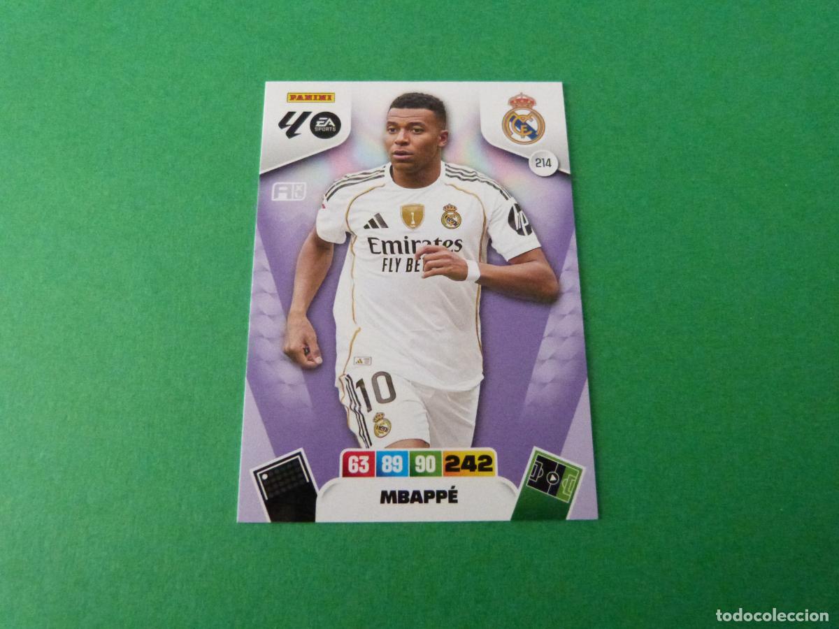 Cromos de F&uacute;tbol: TRADING CARD FUTBOL MBAPPE REAL MADRID C.F. N&ordm; 214 LIGA ADRENALYN XL 2025-2026/25-26 PANINI
