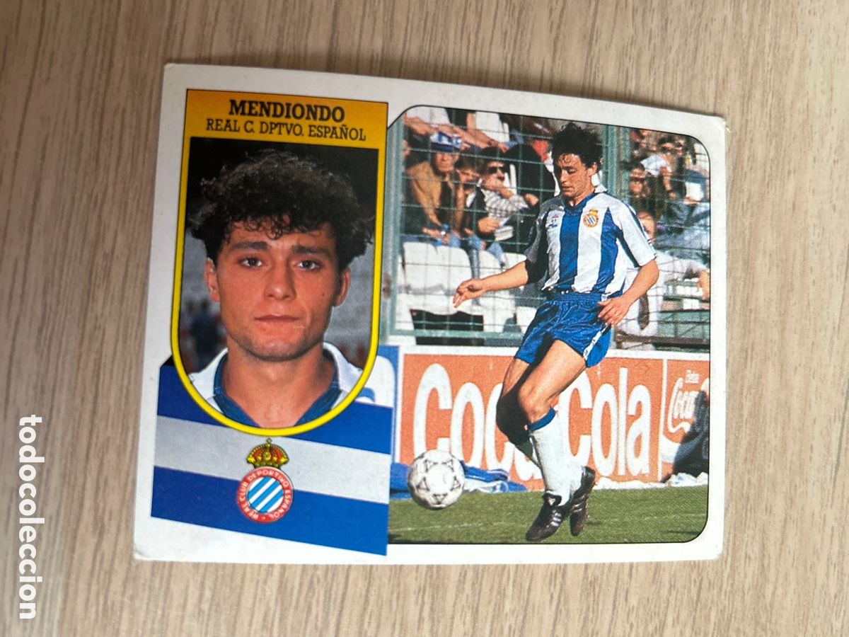Fu&szlig;ball-Sticker: MENDIONDO R. C. D. ESPANYOL LIGA ESTE 1991 1992 91 92 CARTON NUNCA PEGADO SIN PEGAR