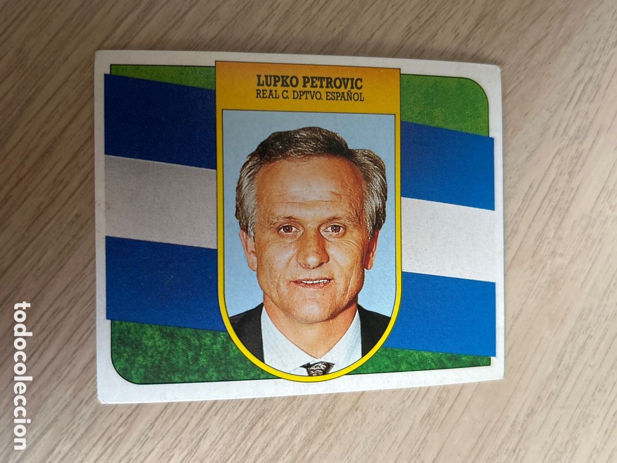 Fu&szlig;ball-Sticker: LUPKO PETKOVIC ENTRENADOR ESPANYOL LIGA ESTE 1991 1992 91 92 CARTON NUNCA PEGADO SIN PEGAR