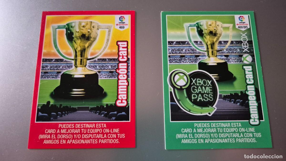 Cromos de F&uacute;tbol: LOTE ADRENALYN XL 2018 2019 N&ordm; 469 CAMPEON CARD Y 469 BIS CAMPEON CARD XBOX