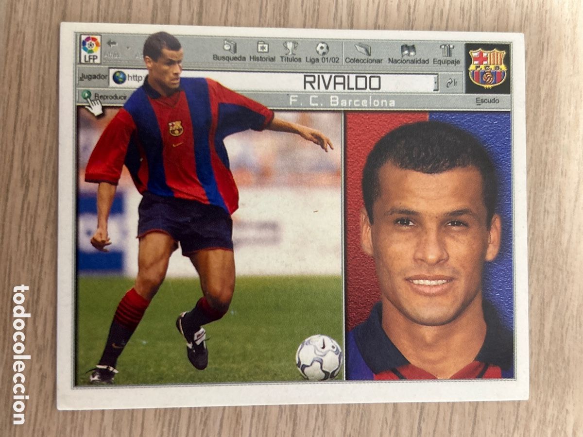 Fu&szlig;ball-Sticker: RIVALDO BARCELONA LIGA ESTE 2001 2002 01 02 NUNCA PEGADO SIN PEGAR