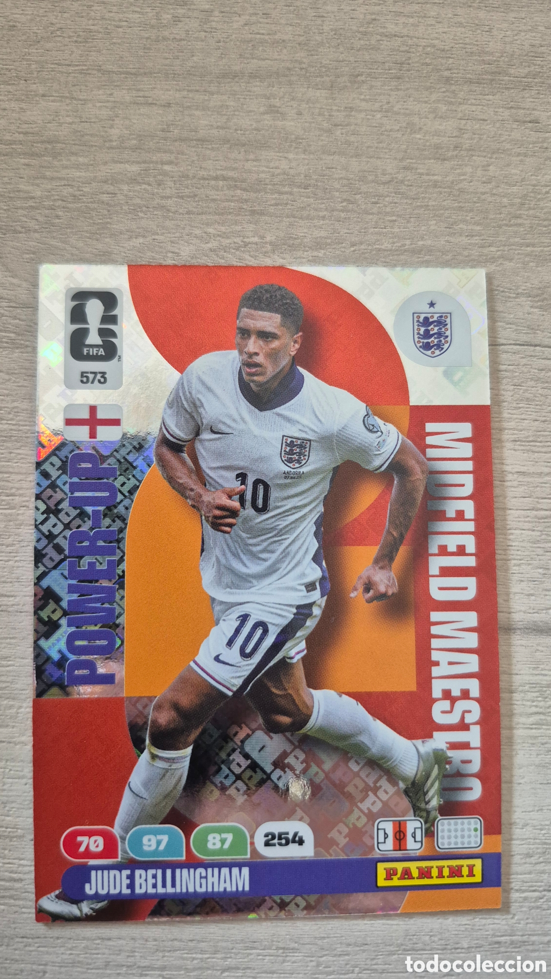 Cromos de f&uacute;tbol: N&deg;573 Power-Up Midfield Maestro Jude Bellingham Adrenalyn FIFA World Cup 2026