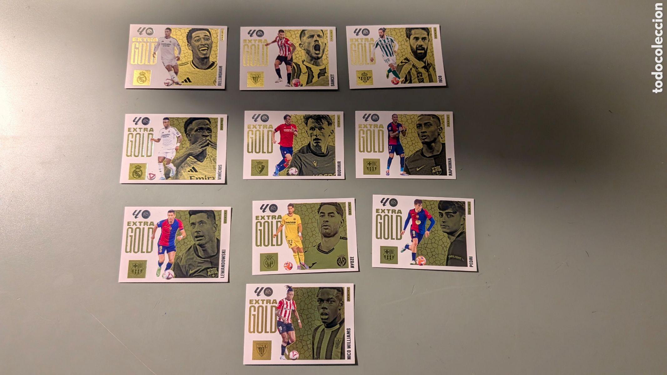 Cromos de F&uacute;tbol: LOTE COMPLETO 10 EXTRA GOLD LIGA ESTE 2025/2026 25 26 NUNCA PEGADO SIN PEGAR