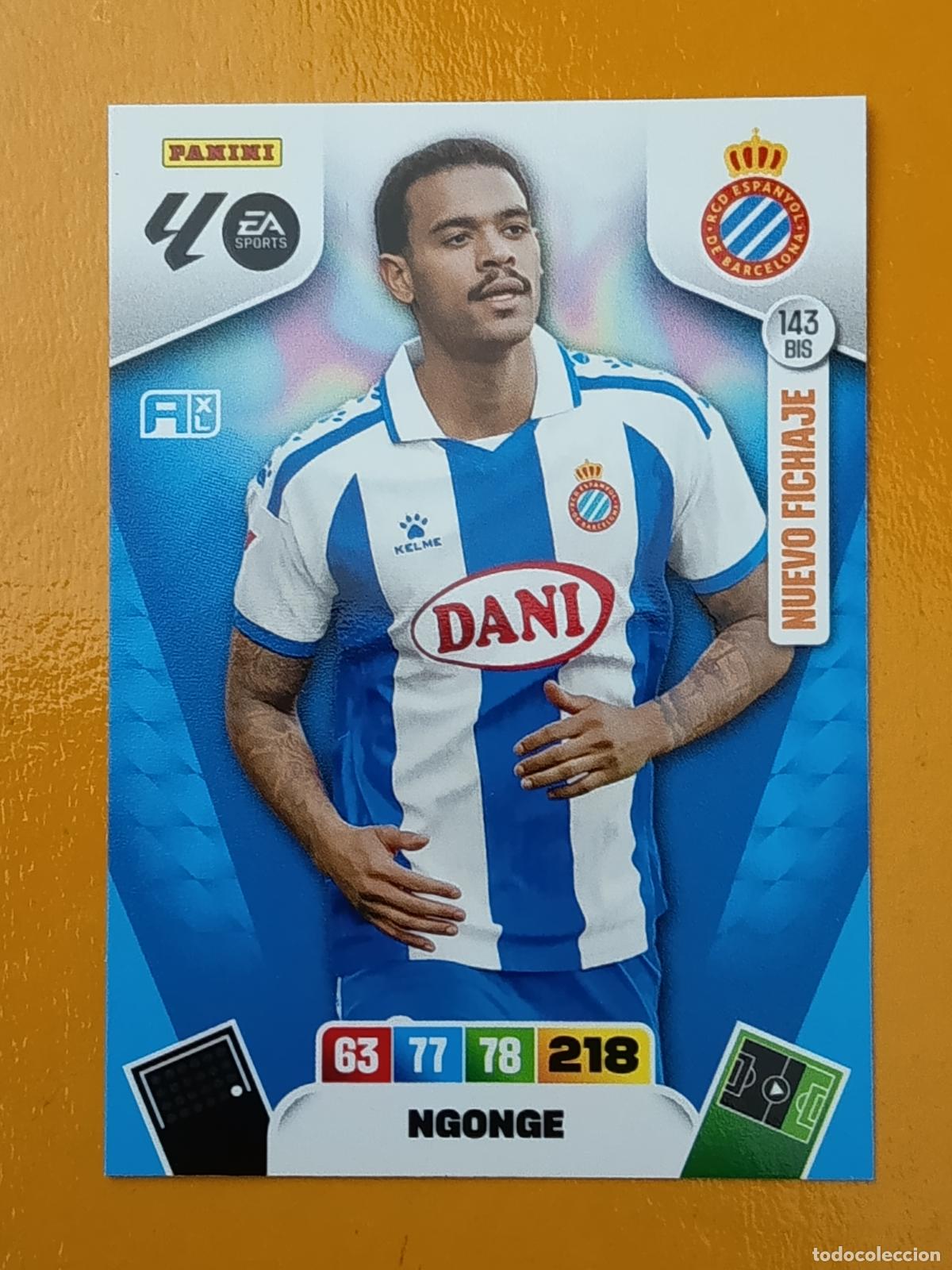 Football Stickers: 143 BIS NGONGE. NUEVO FICHAJE. RCD ESPA&Ntilde;OL. ADRENALYIN XL 2025-26