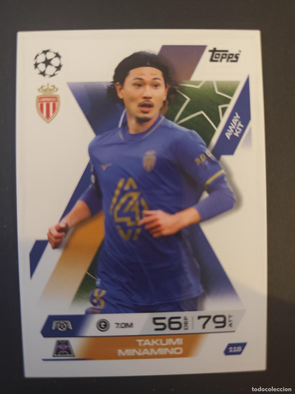 Fu&szlig;ball-Sticker: 118 TAKUMI MINAMINO MONACO AWAY KIT MATCH ATTAX EXTRA 2025 2026 25 26 TOPPS