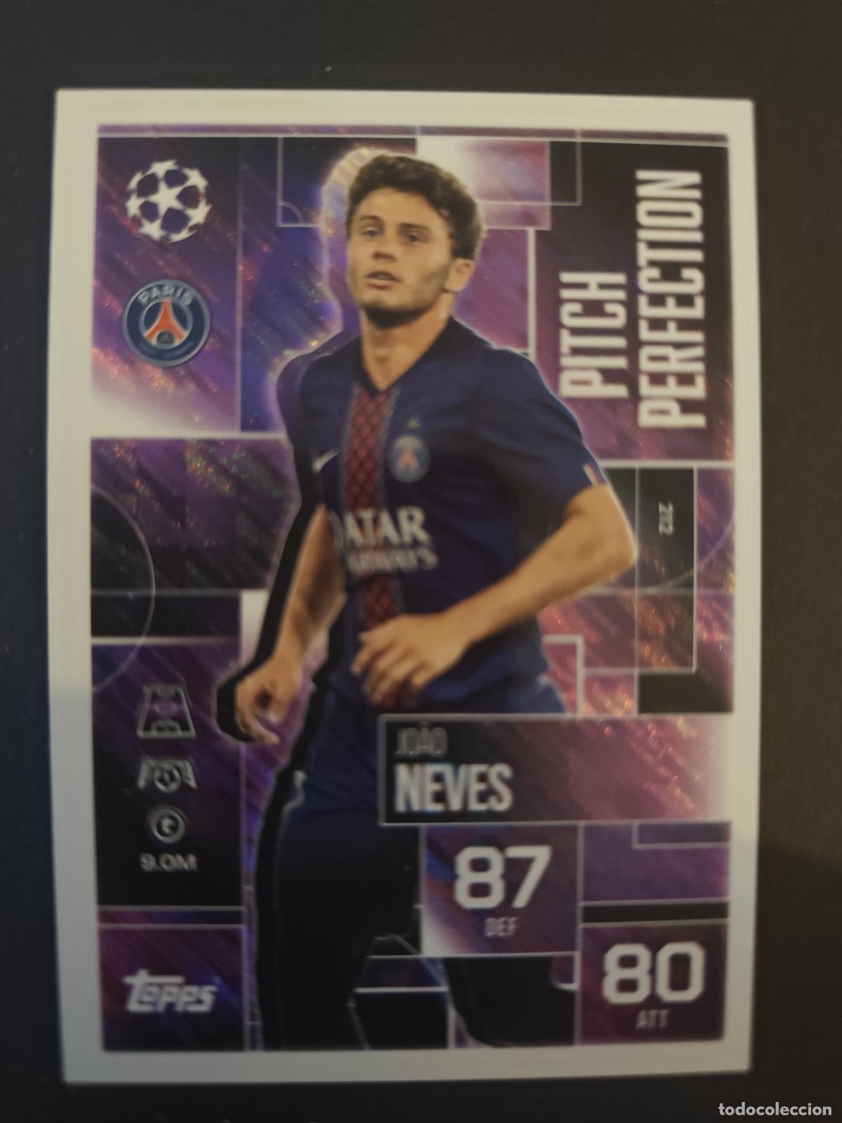 Figurine di Calcio: 212 JO&Atilde;O NEVES PARIS SAINT-GERMAIN PSG PITCH PERFECTION MATCH ATTAX EXTRA 2025 2026 25 26 TOPPS