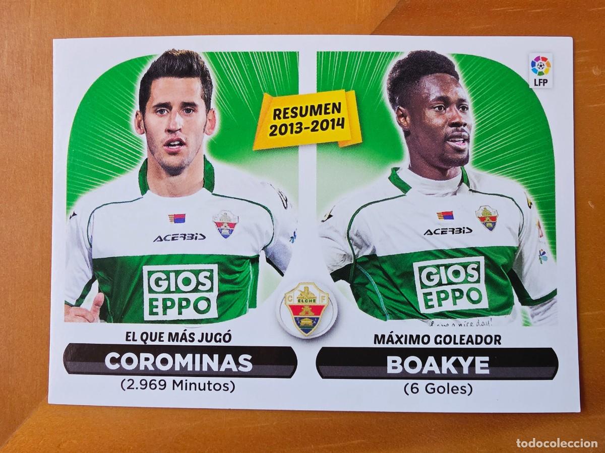 Fu&szlig;ball-Sticker: 24 Resumen Elche CF, Corominas / Boakye, Panini Ediciones Este Liga 2014 2015 14 15